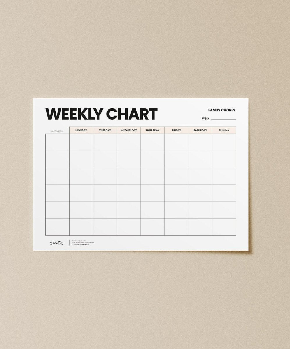 Gráfico Semanal Tarefas da Familia - Printables Catita illustrations