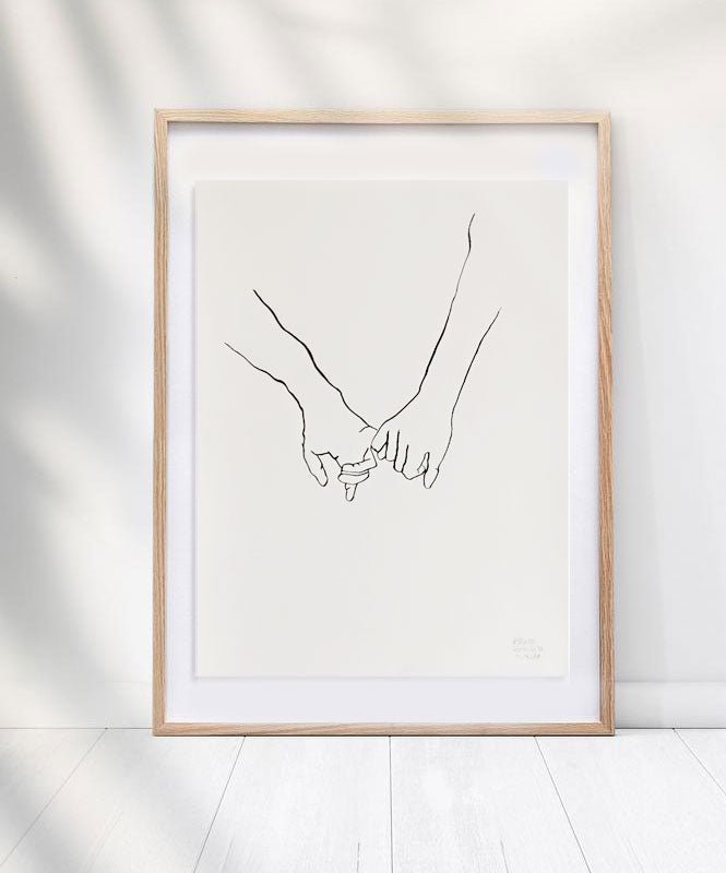 Holding Hands 1 - Peça Original - Posters Catita illustrations